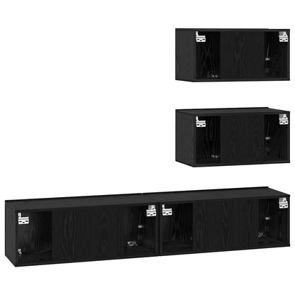 Set mobile TV 4 pcs Rovere Nero Legno multistrato