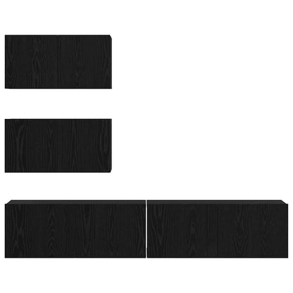 Set mobile TV 4 pcs Rovere Nero Legno multistrato