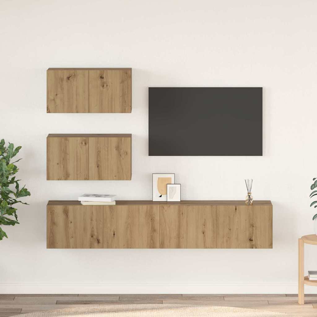 Set mobile TV 4 pcs Rovere artigianale Legno multistrato