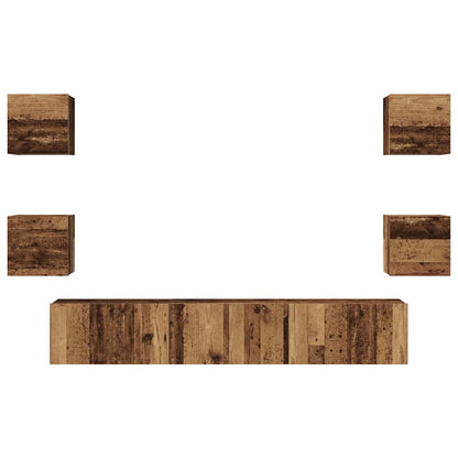 Set mobile TV 7 pcs Legno vecchio Legno multistrato