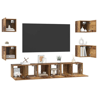 Set mobile TV 7 pcs Legno vecchio Legno multistrato