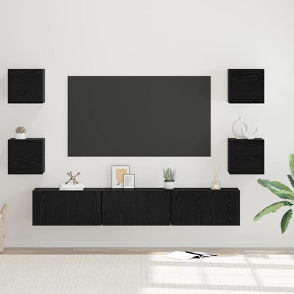 Set mobile TV 7 pcs Rovere Nero Legno multistrato | homemem39