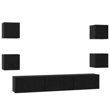 Set mobile TV 7 pcs Rovere Nero Legno multistrato | homemem39