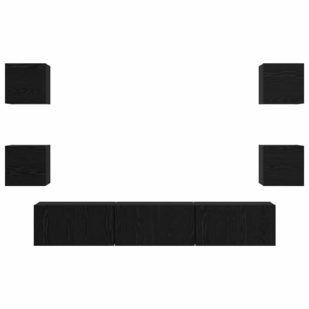 Set mobile TV 7 pcs Rovere Nero Legno multistrato | homemem39