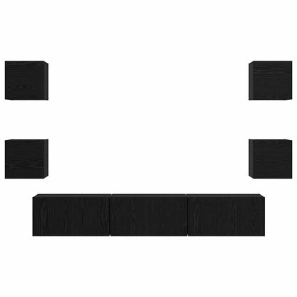 Set mobile TV 7 pcs Rovere Nero Legno multistrato | homemem39