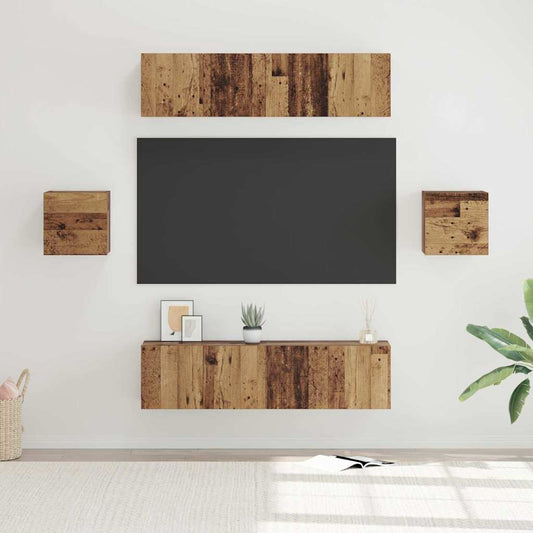 Set mobile TV 6 pcs Legno vecchio Legno multistrato | homemem39