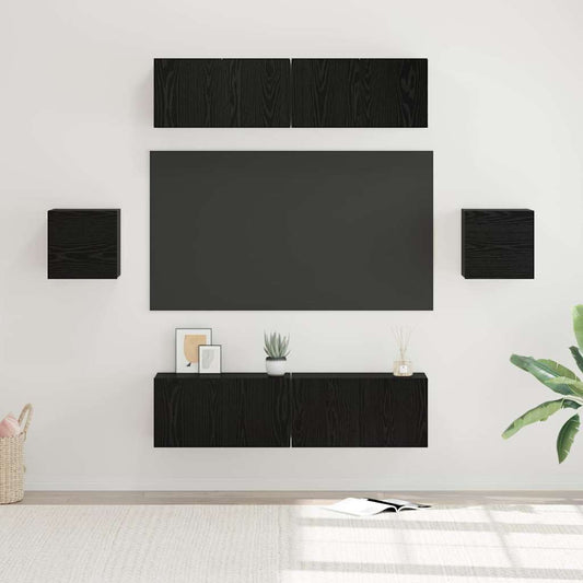 Set mobile TV 6 pcs Rovere Nero Legno multistrato