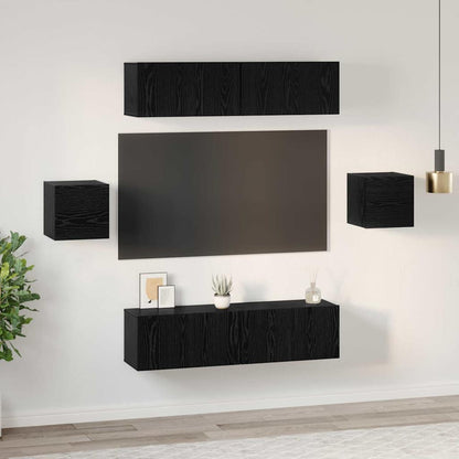 Set mobile TV 6 pcs Rovere Nero Legno multistrato | homemem39