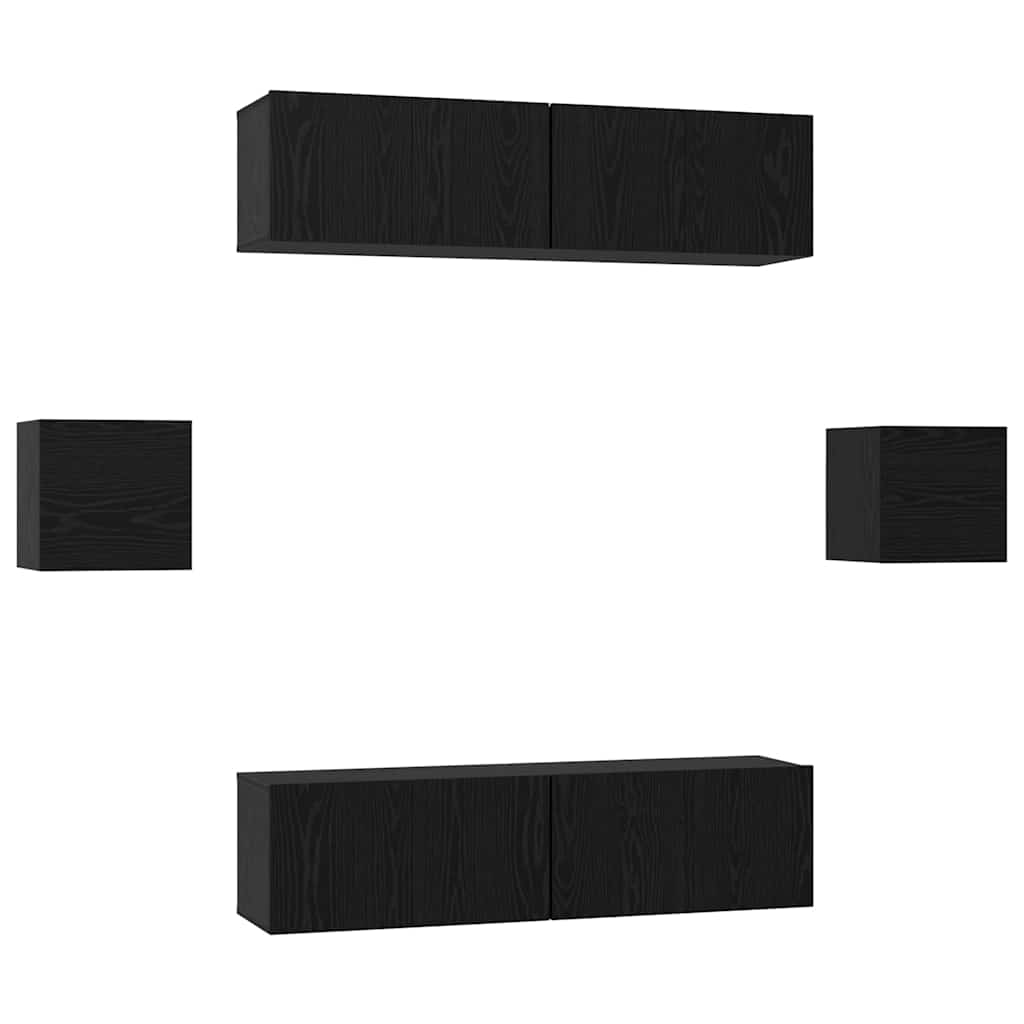 Set mobile TV 6 pcs Rovere Nero Legno multistrato | homemem39