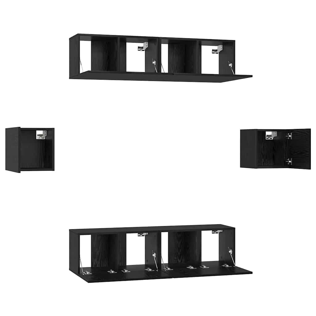 Set mobile TV 6 pcs Rovere Nero Legno multistrato | homemem39