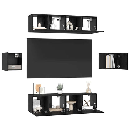 Set mobile TV 6 pcs Rovere Nero Legno multistrato