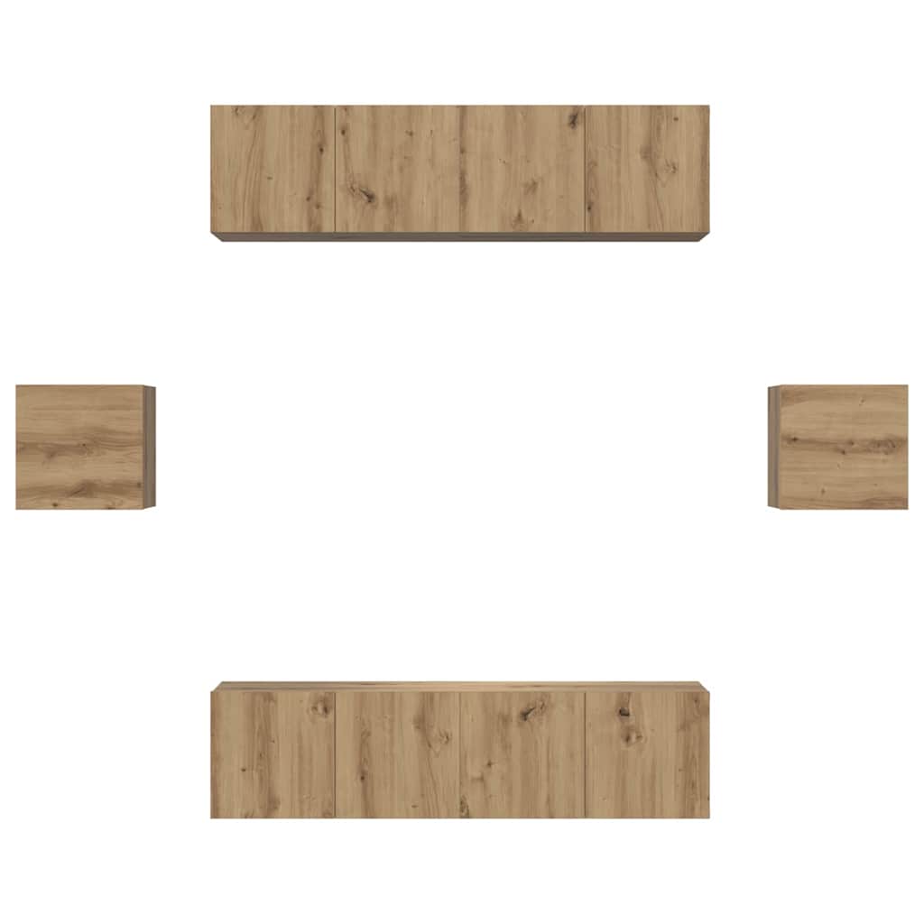 Set mobile TV 6 pcs Rovere artigianale Legno multistrato