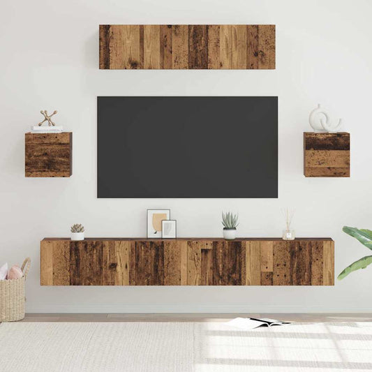 Set mobile TV 7 pcs Legno vecchio Legno multistrato