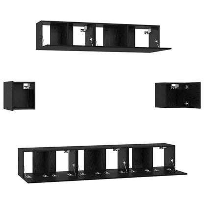 Set mobile TV 7 pcs Rovere Nero Legno multistrato | homemem39