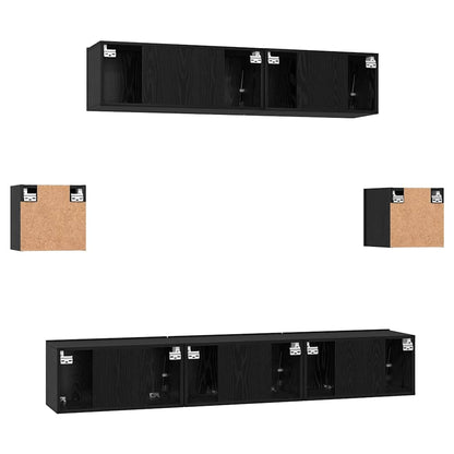 Set mobile TV 7 pcs Rovere Nero Legno multistrato