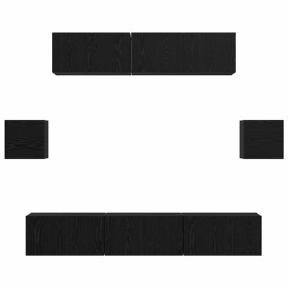 Set mobile TV 7 pcs Rovere Nero Legno multistrato | homemem39