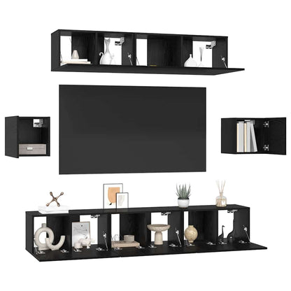 Set mobile TV 7 pcs Rovere Nero Legno multistrato