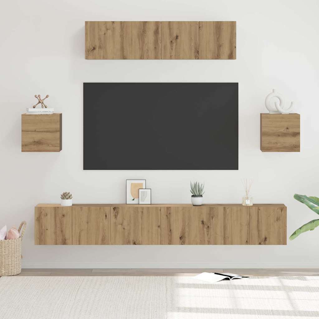Set mobile TV 7 pcs Rovere artigianale Legno multistrato