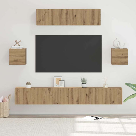 Set mobile TV 7 pcs Rovere artigianale Legno multistrato