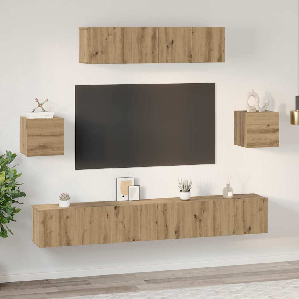 Set mobile TV 7 pcs Rovere artigianale Legno multistrato | homemem39