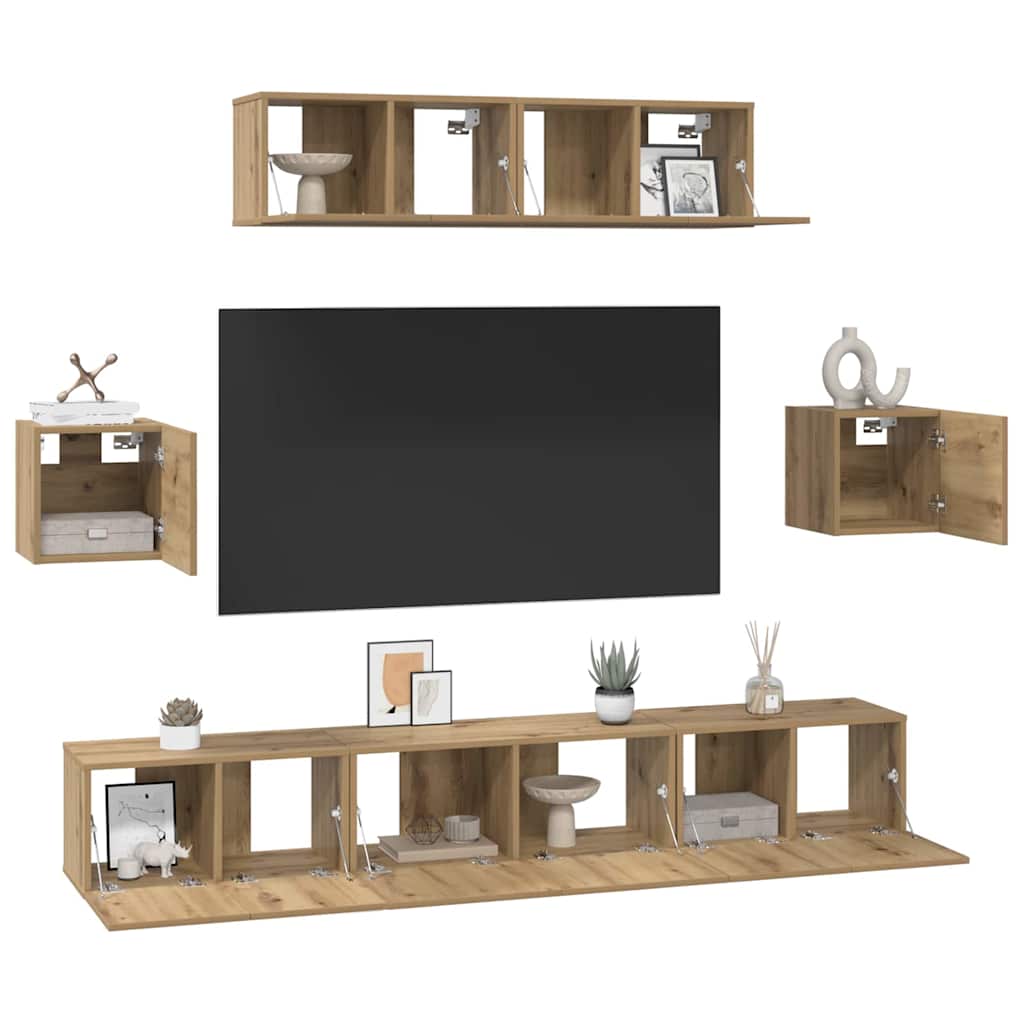 Set mobile TV 7 pcs Rovere artigianale Legno multistrato