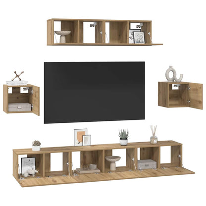 Set mobile TV 7 pcs Rovere artigianale Legno multistrato