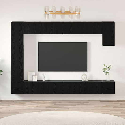 Set mobile TV 9 pcs Rovere Nero Legno multistrato | homemem39