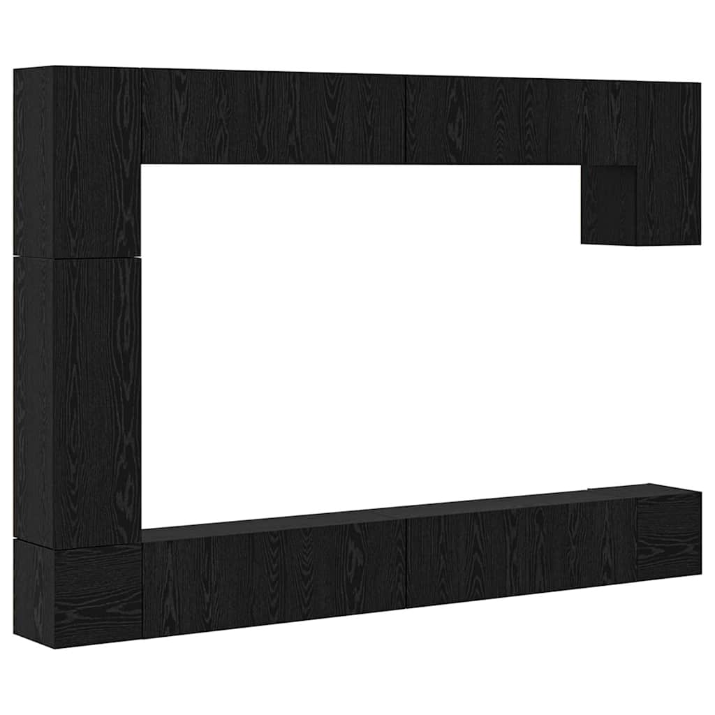 Set mobile TV 9 pcs Rovere Nero Legno multistrato | homemem39