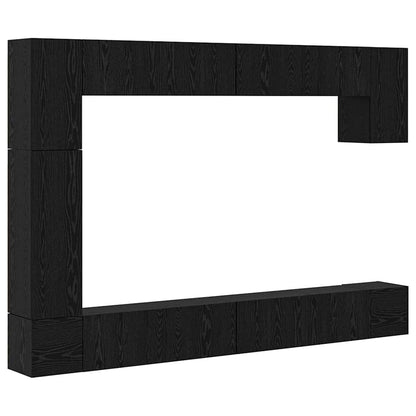 Set mobile TV 9 pcs Rovere Nero Legno multistrato