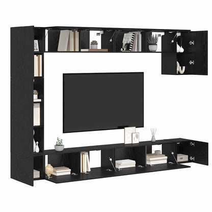 Set mobile TV 9 pcs Rovere Nero Legno multistrato