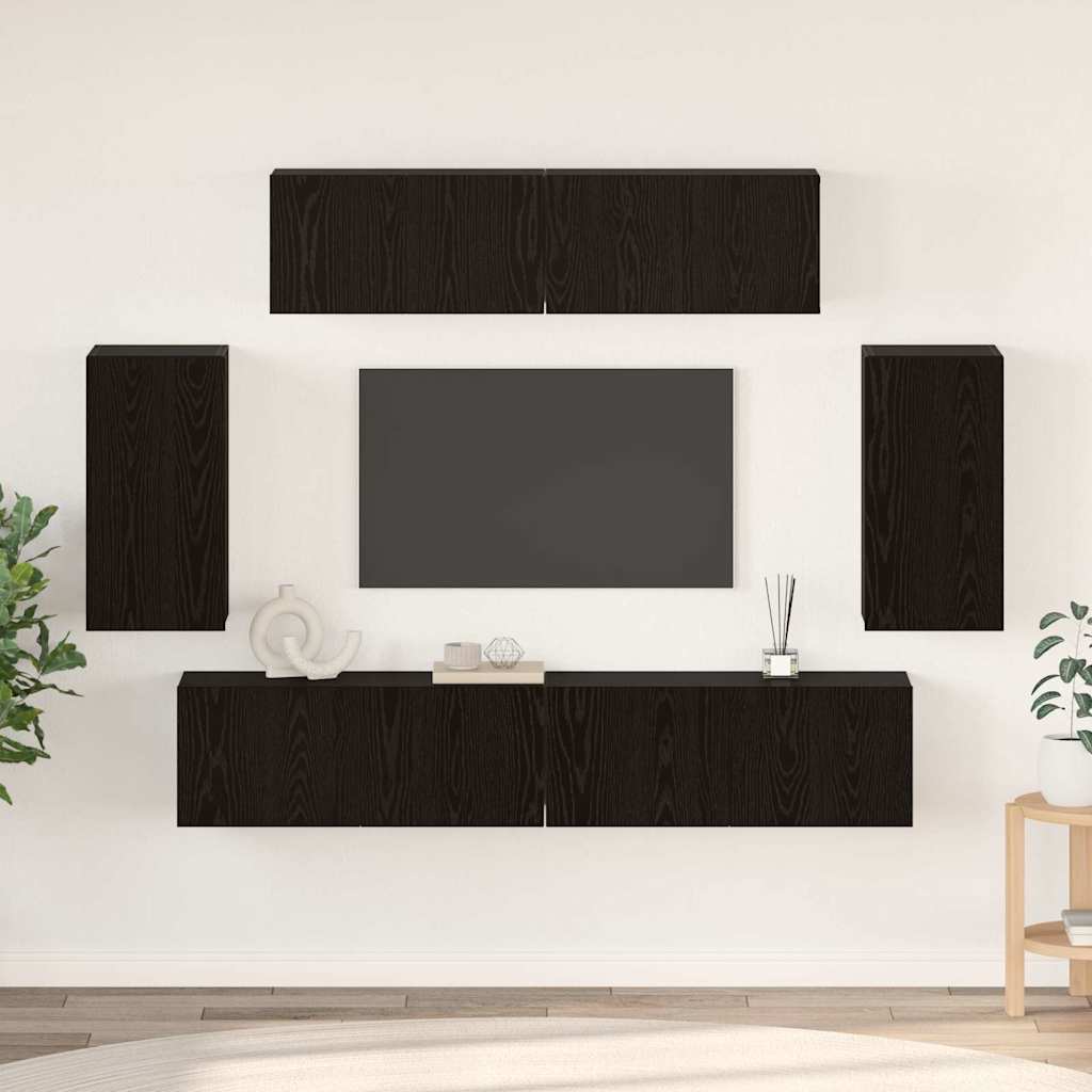 Set mobile TV 6 pcs Rovere Nero Legno multistrato