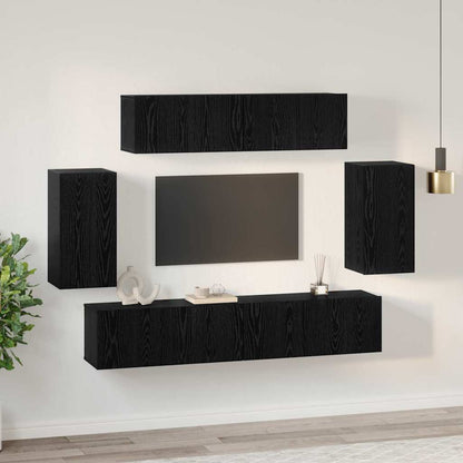 Set mobile TV 6 pcs Rovere Nero Legno multistrato