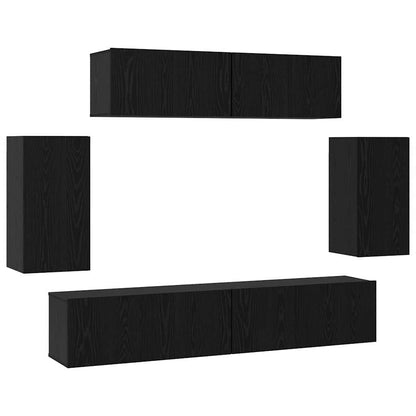 Set mobile TV 6 pcs Rovere Nero Legno multistrato