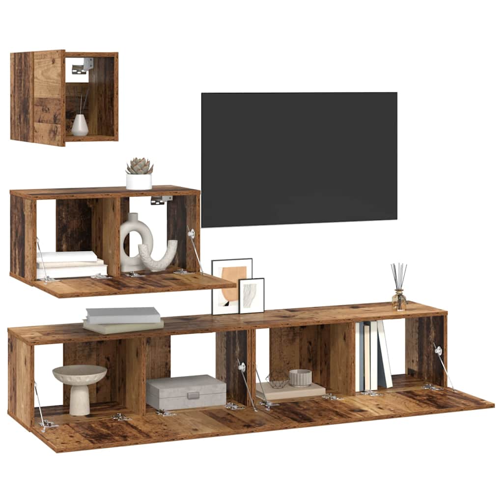 Set mobile TV 4 pcs Legno vecchio Legno multistrato