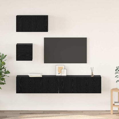 Set mobile TV 4 pcs Rovere Nero Legno multistrato