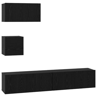 Set mobile TV 4 pcs Rovere Nero Legno multistrato