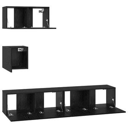 Set mobile TV 4 pcs Rovere Nero Legno multistrato