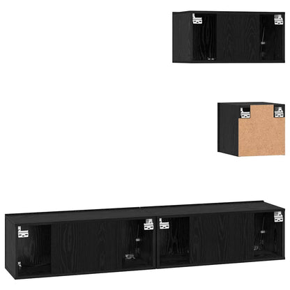 Set mobile TV 4 pcs Rovere Nero Legno multistrato