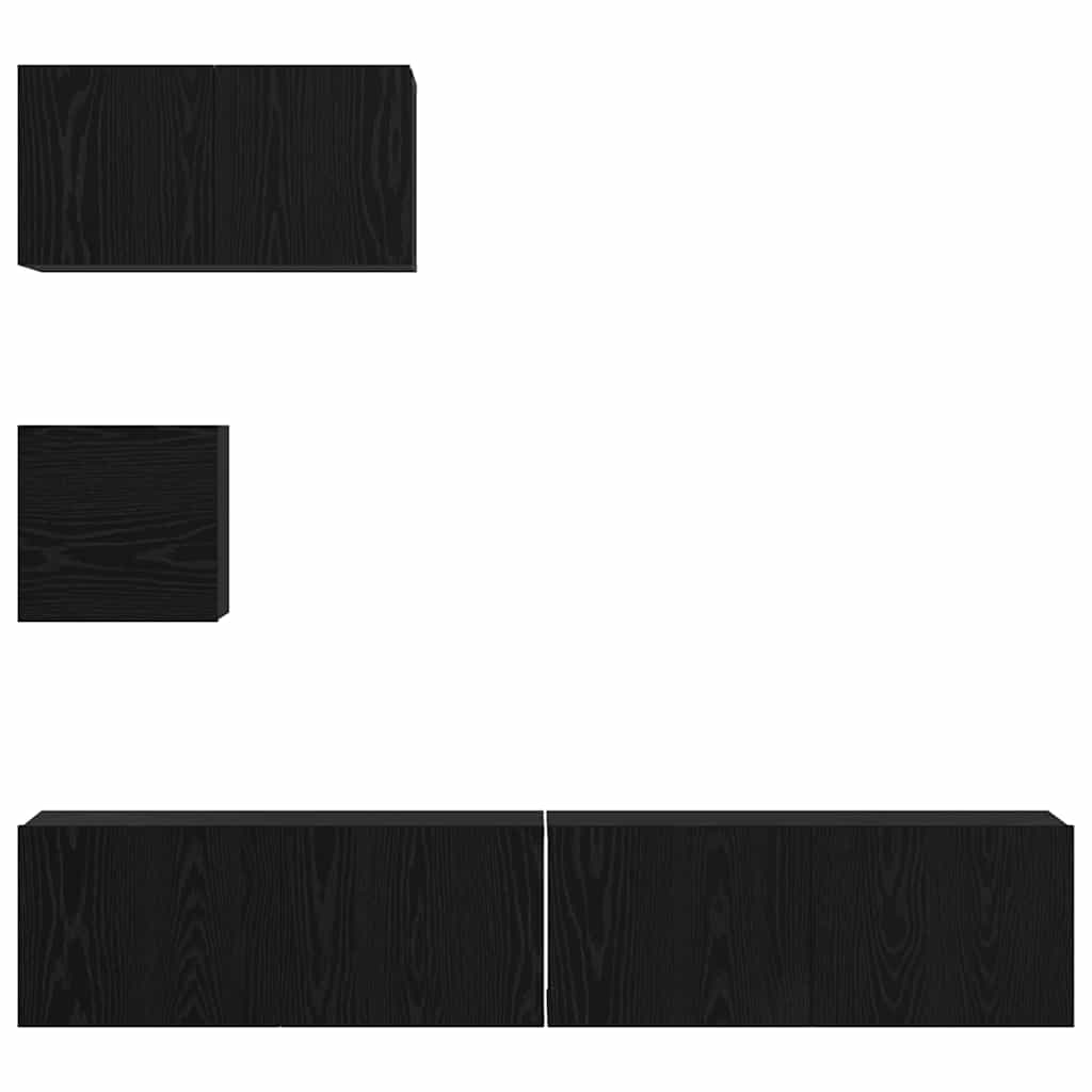 Set mobile TV 4 pcs Rovere Nero Legno multistrato
