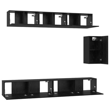 Set mobile TV con cassetto 6 pcs Rovere Nero Legno multistrato