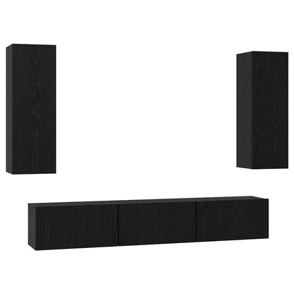 Set mobile TV 5 pcs Rovere Nero Legno multistrato