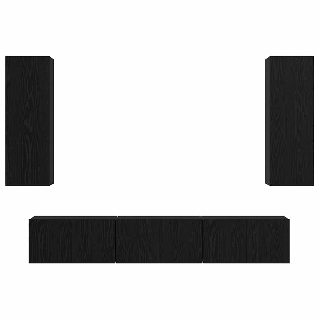 Set mobile TV 5 pcs Rovere Nero Legno multistrato