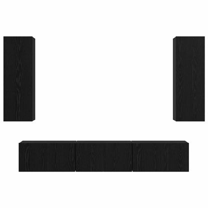 Set mobile TV 5 pcs Rovere Nero Legno multistrato