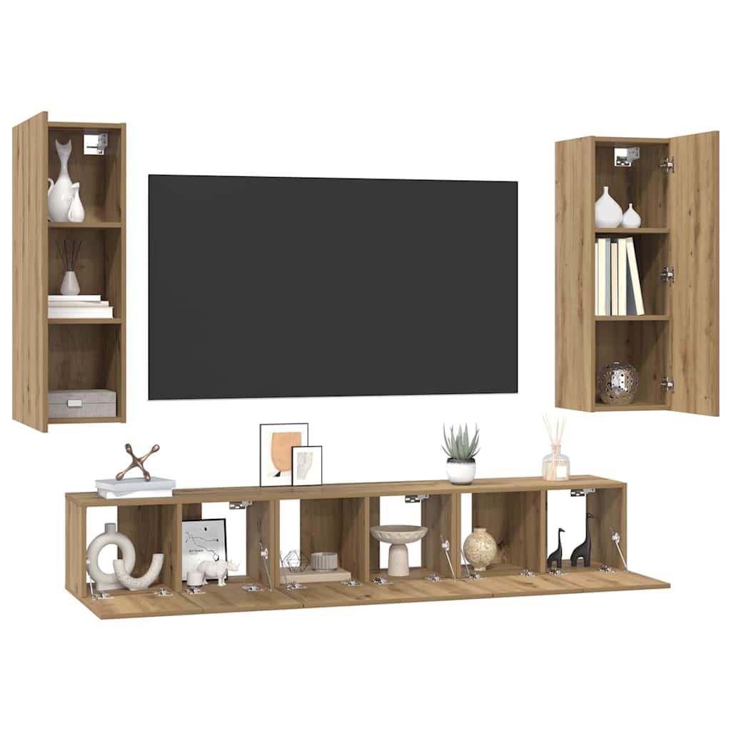 Set mobile TV 5 pcs Rovere artigianale Legno multistrato