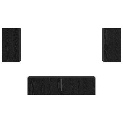 Set mobile TV Montaggio a parete Rovere Nero Legno multistrato