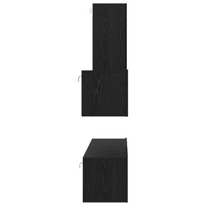 Mobile TV da Parete 4 pcs Rovere Nero Legno multistrato