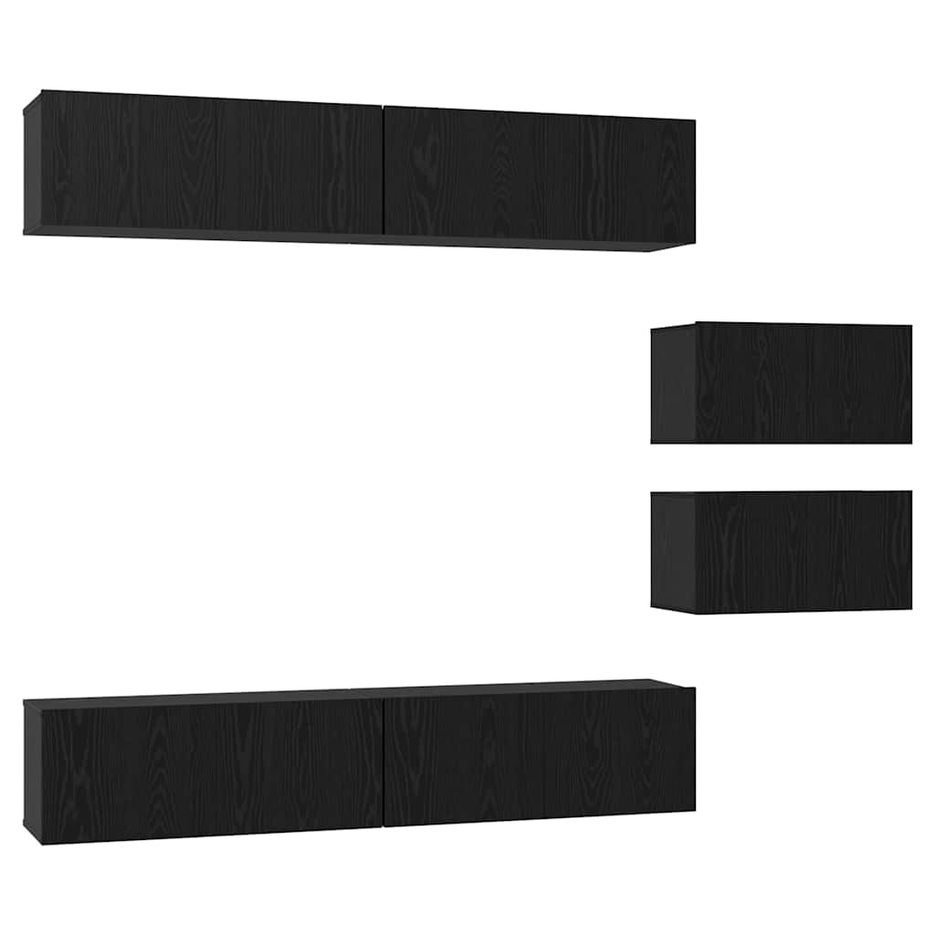 Set mobile TV 6 pcs Rovere Nero Legno multistrato
