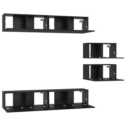 Set mobile TV 6 pcs Rovere Nero Legno multistrato
