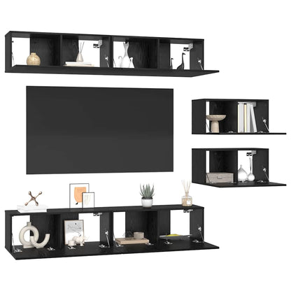 Set mobile TV 6 pcs Rovere Nero Legno multistrato