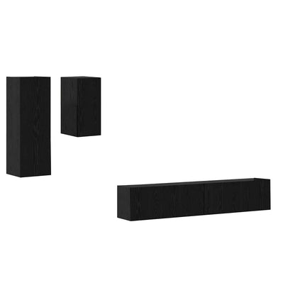 Mobile TV da Parete 3 pcs Rovere Nero Legno multistrato